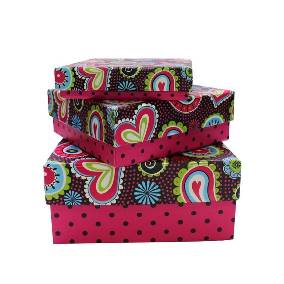 Multi coloured & Heart Box, Nested 3 Pcs - 7466-1 - Picture 5 of 5